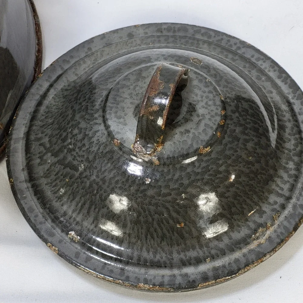 VTG Gray Granite Ware Enamelware Cowboy Camping 11